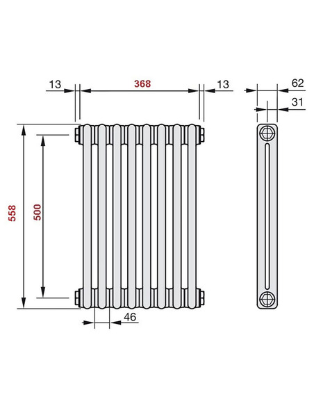 Радиатор трубчатый Zehnder Charleston 2056/08 1270/7610 1/2" RAL9016 (кроншт. в компл.)