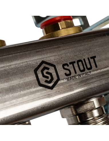 Коллектор STOUT из нержавеющей стали без расходомеров 8 вых.