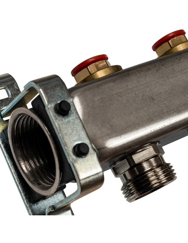 Коллектор STOUT из нержавеющей стали без расходомеров 9 вых. с воздухоотводчиком и сливом