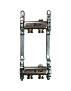 Коллектор STOUT из нержавеющей стали для радиаторной разводки 2 вых. с воздухоотводчиком