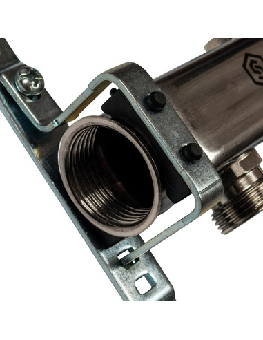 Коллектор STOUT из нержавеющей стали для радиаторной разводки 2 вых. с воздухоотводчиком