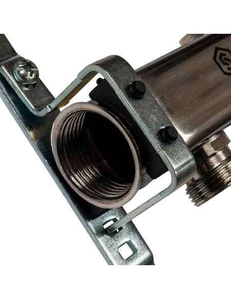 Коллектор STOUT из нержавеющей стали для радиаторной разводки 2 вых. с воздухоотводчиком