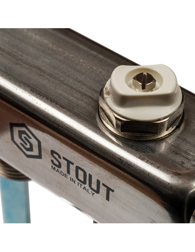 Коллектор STOUT из нержавеющей стали для радиаторной разводки 2 вых. с воздухоотводчиком