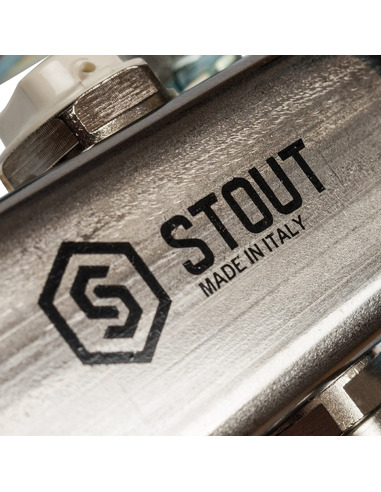 Коллектор STOUT из нержавеющей стали для радиаторной разводки 2 вых. с воздухоотводчиком