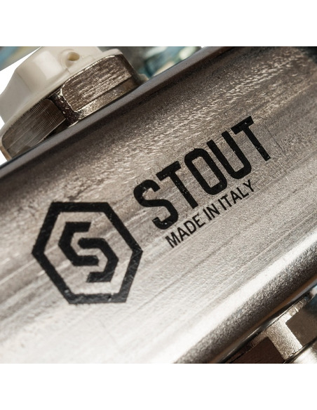 Коллектор STOUT из нержавеющей стали для радиаторной разводки 2 вых. с воздухоотводчиком