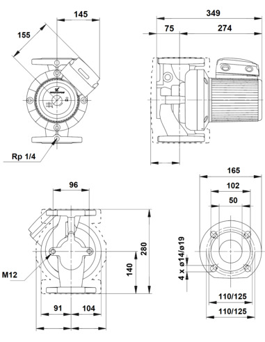 Насос циркуляционный Grundfos UPS 50-185 F 3х400V