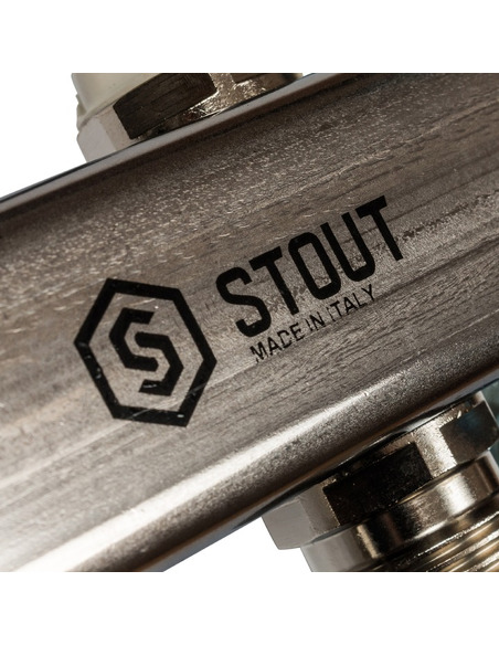 Коллектор STOUT из нержавеющей стали для радиаторной разводки 7 вых. с воздухоотводчиком