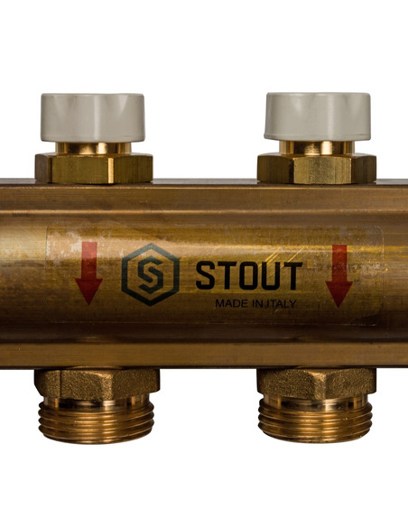 Коллектор STOUT из латуни в сборе без расходомеров 6 вых.