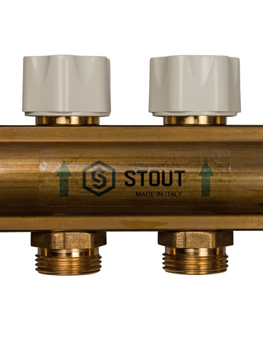 Коллектор STOUT из латуни в сборе без расходомеров 6 вых.