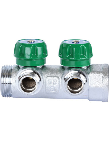 Коллектор регулирующий STOUT 1", 2 вых. 1/2" плоское уплотнение