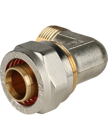 Угольник STOUT 26x3/4" НР для металлопластиковых труб обжим