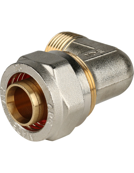 Угольник STOUT 26x3/4" НР для металлопластиковых труб обжим