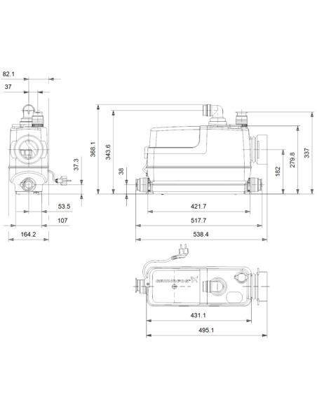 Канализационная установка grundfos sololift2 cwc 3