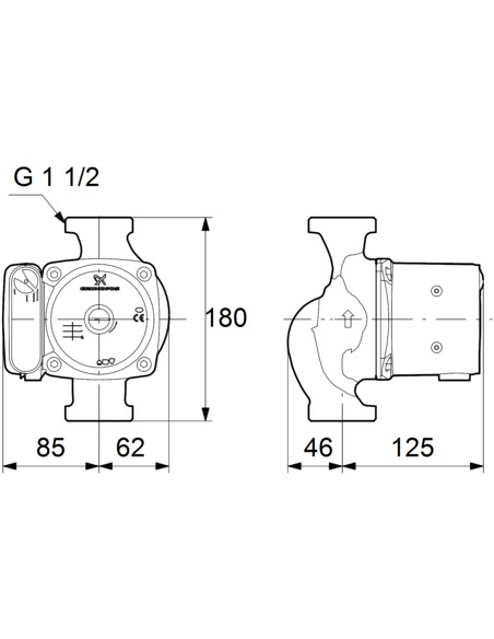 Насос циркуляционный Grundfos UPS 25-80 180 Насос циркуляционный Grundfos UPS 25-80 180
