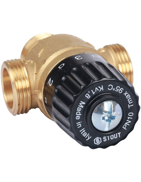 Термостатический смесительный клапан STOUT 30-65°C, 3/4" НР, Kvs 1,8