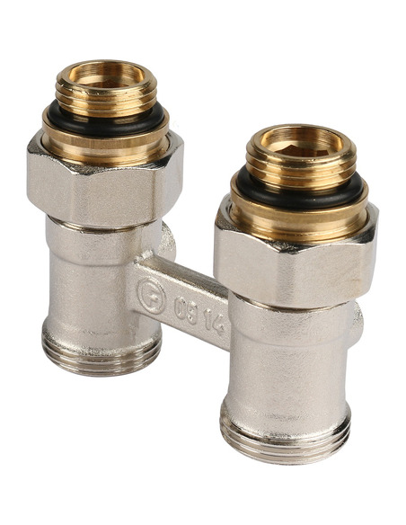Блок шаровых кранов РЕХАУ G1/2" x G3/4" прямой с соединительным ниппелем Блок шаровых кранов РЕХАУ G1/2" x G3/4" прямой с соединительным ниппелем