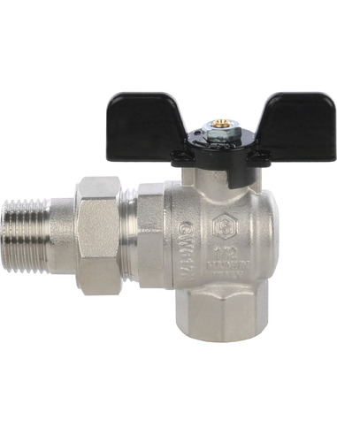 Кран шаровой STOUT полнопроходной 1/2" угловой со сгоном (бабочка)