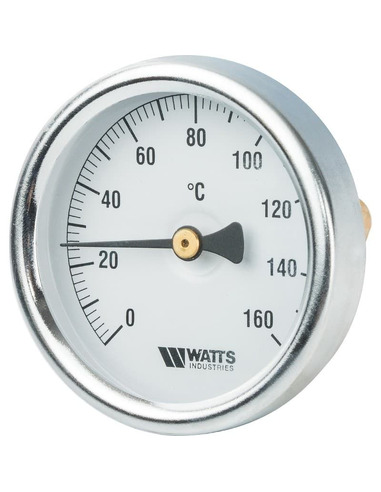 Термометр биметаллический Watts F+R801 OR 63 мм, 0-160ºС погружной, гильза 75 мм