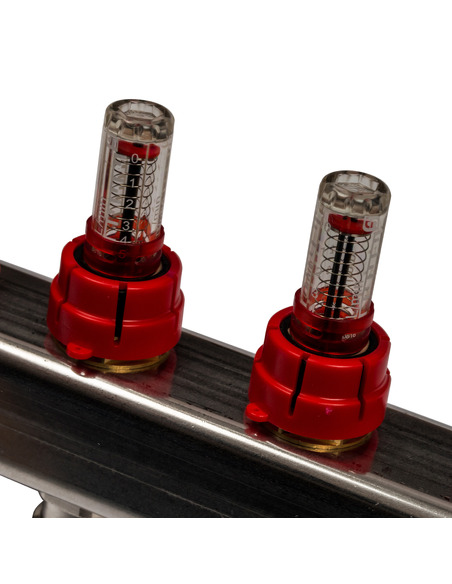 Коллектор STOUT из нержавеющей стали в сборе с расходомерами 8 вых.