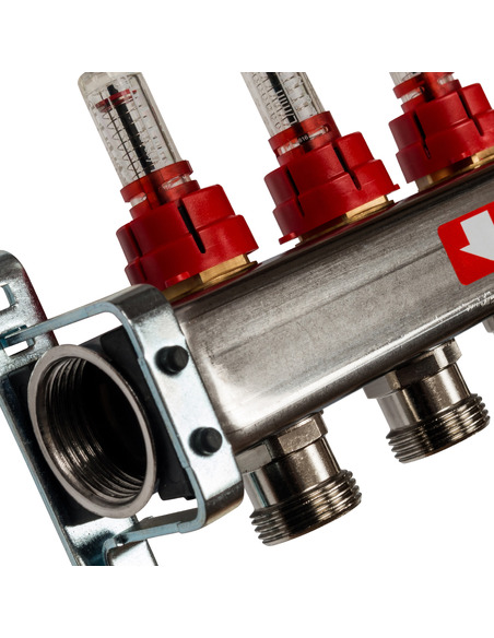 Коллектор STOUT из нержавеющей стали с расходомерами 9 вых.