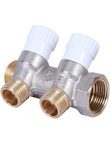 Коллектор распределительный STOUT 1", 2 вых. 1/2" плоское уплотнение