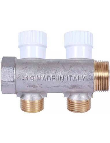 Коллектор распределительный STOUT 1", 2 вых. 1/2" плоское уплотнение