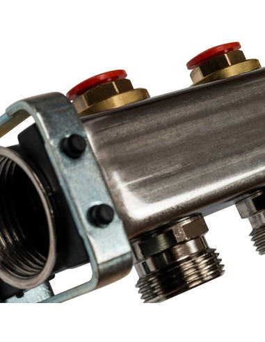 Коллектор STOUT из нержавеющей стали без расходомеров 11 вых. с воздухоотводчиком и сливом