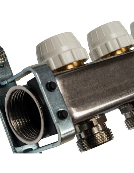 Коллектор STOUT из нержавеющей стали без расходомеров 11 вых. с воздухоотводчиком и сливом