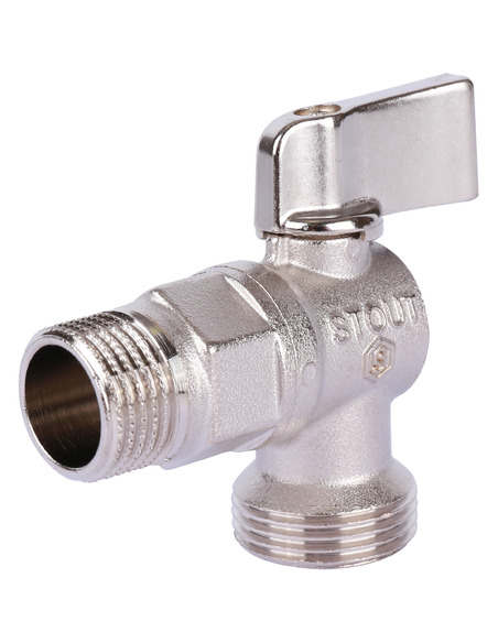 Кран шаровой угловой STOUT 1/2"х3/4" НР-НР Кран шаровой угловой STOUT 1/2"х3/4" НР-НР