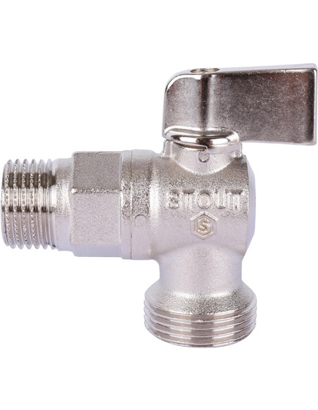 Кран шаровой угловой STOUT 1/2"х3/4" НР-НР Кран шаровой угловой STOUT 1/2"х3/4" НР-НР