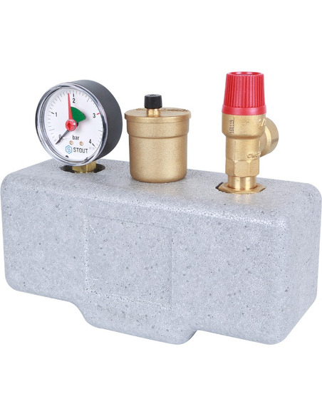 Группа безопасности котла STOUT 3 бар до 50 кВт в теплоизоляции