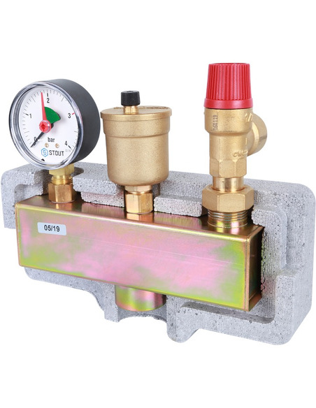 Группа безопасности котла STOUT 3 бар до 50 кВт в теплоизоляции