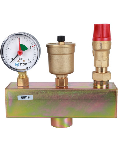 Группа безопасности котла STOUT 3 бар до 50 кВт в теплоизоляции