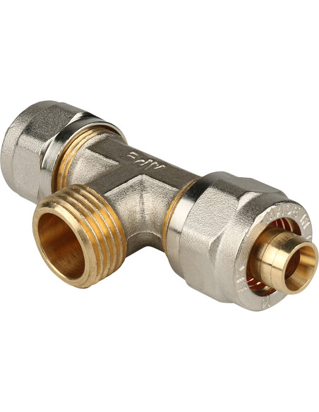 Тройник переходной STOUT 16x1/2"х16 НР для металлопластиковых труб обжим