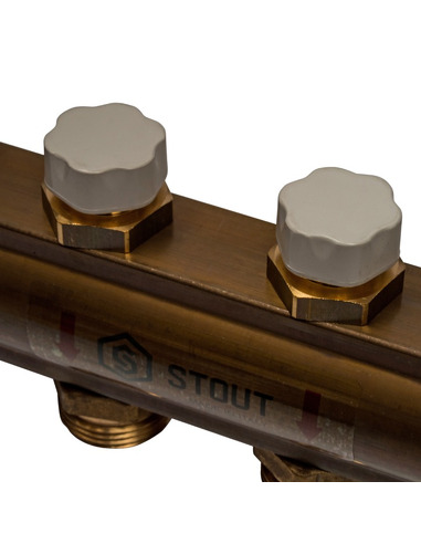 Коллектор STOUT из латуни в сборе без расходомеров 8 вых.