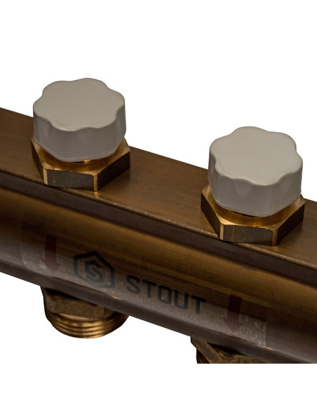 Коллектор STOUT из латуни в сборе без расходомеров 8 вых.