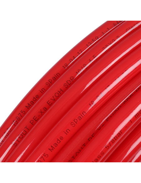 Труба из сшитого полиэтилена STOUT 20х2,0 PE-Xa/EVOH красная (бухта 100 м)