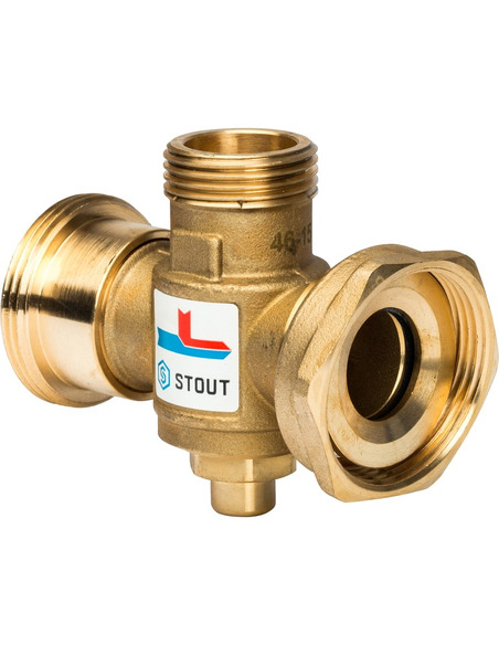 Термостатический смесительный клапан STOUT 70°C, 1 1/2" НРх1" НРх1 1/2" НГ, Kvs 3,2