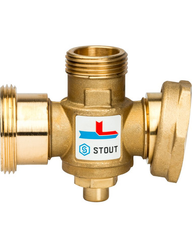 Термостатический смесительный клапан STOUT 70°C, 1 1/2" НРх1" НРх1 1/2" НГ, Kvs 3,2