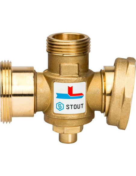 Термостатический смесительный клапан STOUT 70°C, 1 1/2" НРх1" НРх1 1/2" НГ, Kvs 3,2