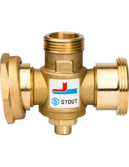 Термостатический смесительный клапан STOUT 70°C, 1 1/2" НРх1" НРх1 1/2" НГ, Kvs 3,2