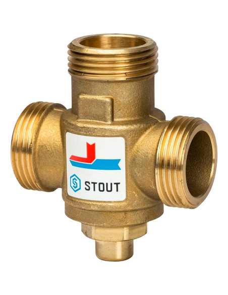 Термостатический смесительный клапан STOUT 70°C, 1 1/2" НРх1" НРх1 1/2" НГ, Kvs 3,2