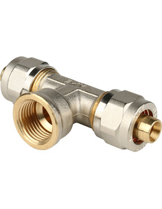 Тройник переходной STOUT 16x1/2"х16 ВР для металлопластиковых труб обжим