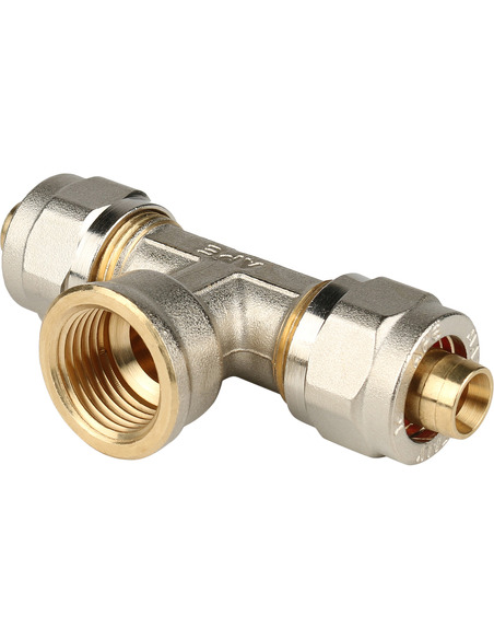 Тройник переходной STOUT 16x1/2"х16 ВР для металлопластиковых труб обжим