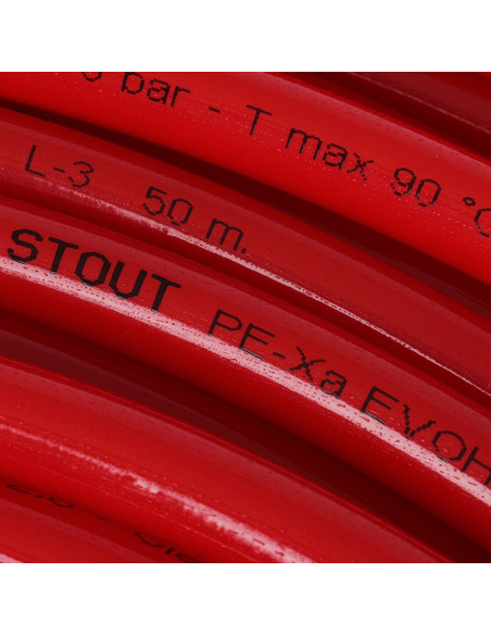 Труба из сшитого полиэтилена STOUT 16х2,0 PE-Xa/EVOH красная (бухта 200 м)