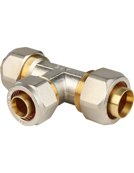 Тройник переходной STOUT 32x26x32 для металлопластиковых труб обжим