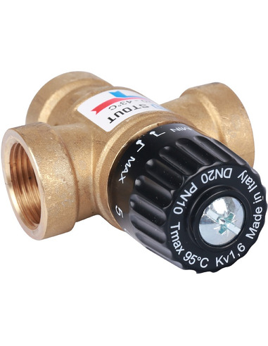 Термостатический смесительный клапан STOUT 20-43°C, 3/4" ВР, Kvs 1,6