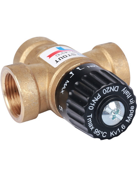 Термостатический смесительный клапан STOUT 20-43°C, 3/4" ВР, Kvs 1,6