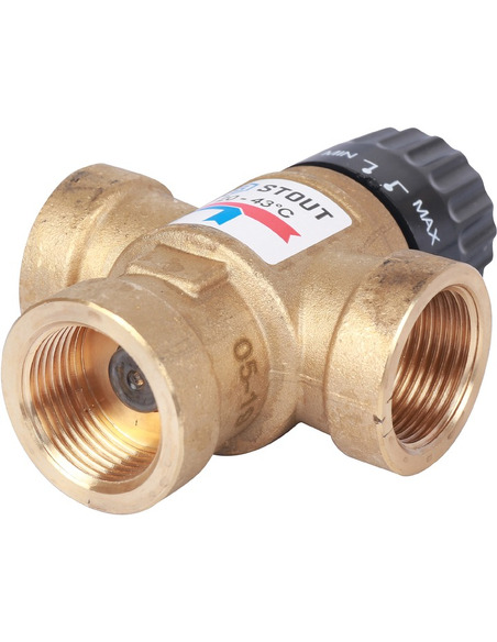 Термостатический смесительный клапан STOUT 20-43°C, 3/4" ВР, Kvs 1,6