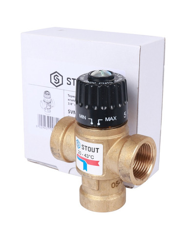 Термостатический смесительный клапан STOUT 20-43°C, 3/4" ВР, Kvs 1,6